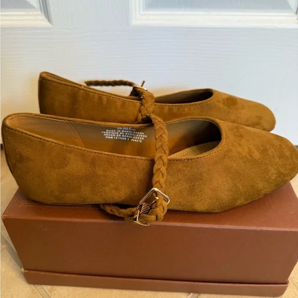 H&M Brown Suede Braided-Strap Flat - Picture 6 of 7